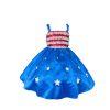 Girls Star  Embroidery  Red and Blue  Dress