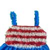 Girls Star  Embroidery  Red and Blue  Dress