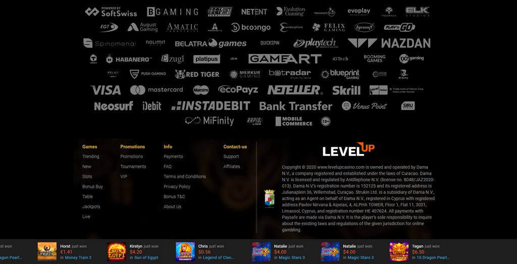 LevelUp Casino No Down Payment Bonus Offer Codes & Advertisings